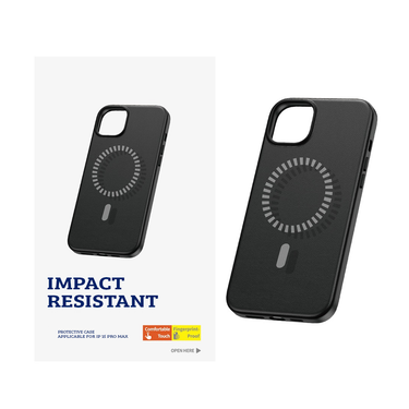 iPhone 15 Magnetic PU Leather Case Cover with Stain-Proof Finish for Scratch & Drop Protection, Raised Bezels for Screen & Camera Protection, MagSafe Compatible - Cluster Black